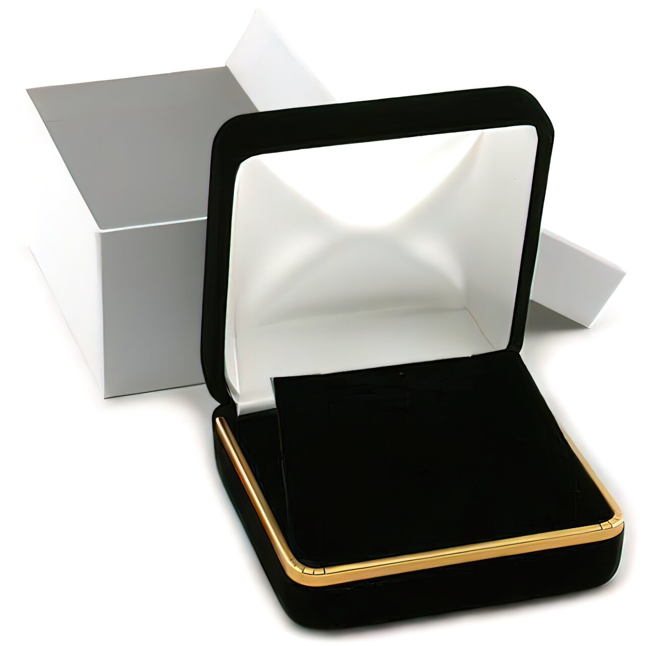 Black Velvet Necklace Pendant & Earring Gift Box With Brass Rim Kit 72 Pcs